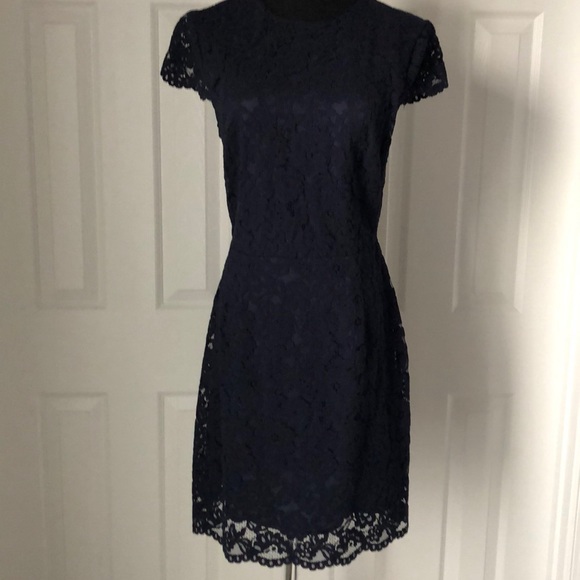 h&m navy blue lace dress